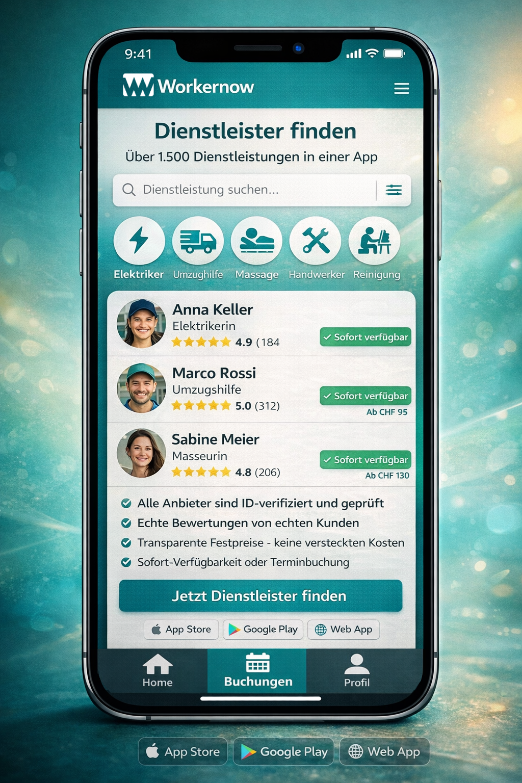 Handwerker suchen auf WorkerNow App